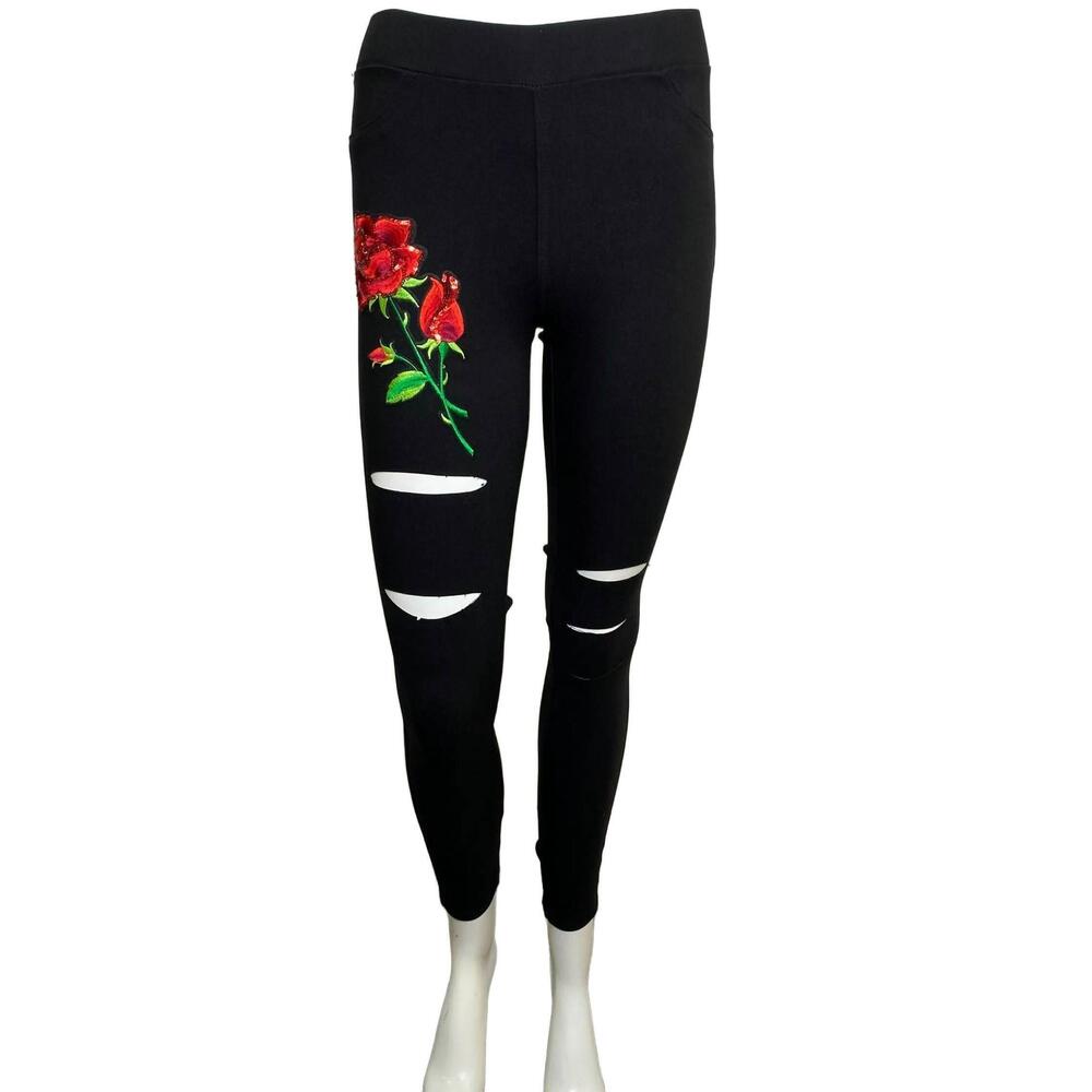 NEW JVINI printed floral pants in black